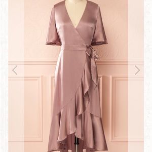 Satin Lilac Yrel Lilas Wrap Dress